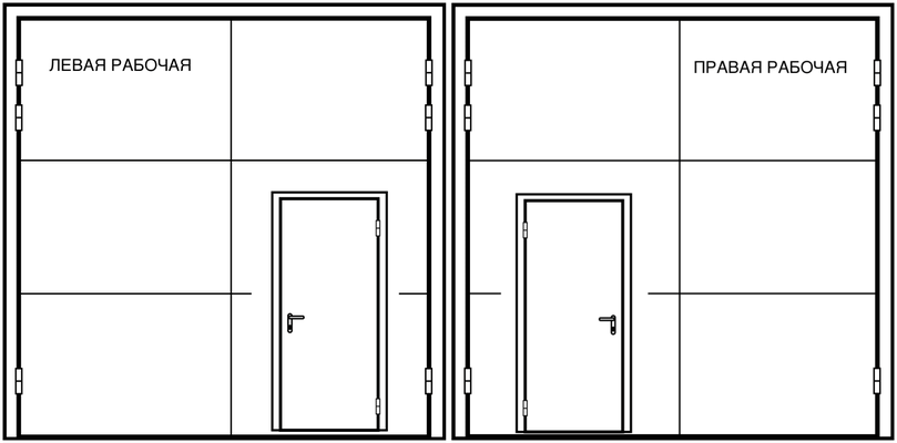 Ворота с калиткой в нерабочей створке Ворота с калиткой в нерабочей створке